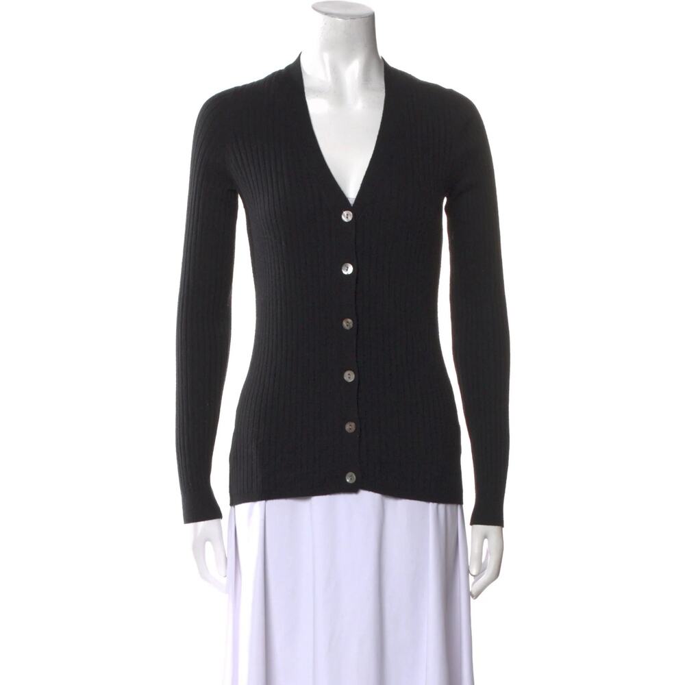 VINCE. | XS | Cashmere Cardigan Knit Sweater Ribbed Black Luxury Designer Womens